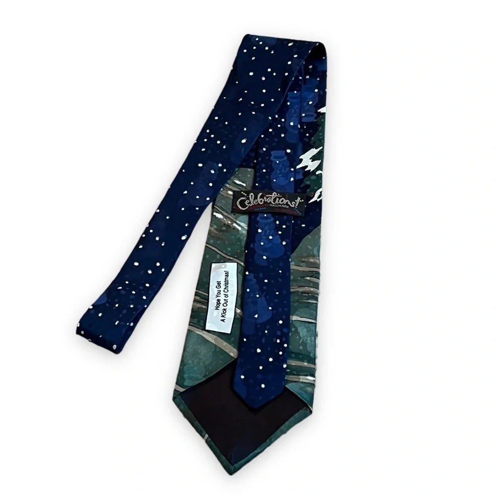 Christmas Silk Tie Santa Kicking Football Reindeer Celebrations Hallmark vintage